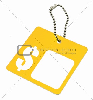 yellow tag with dollar symbol