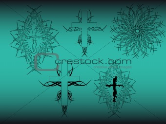 Vector Celtic Gothic Crosses Outlines