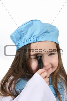 doctor little girl with scrubs