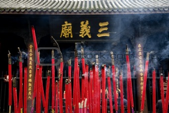 Burning Incense Three Kingdoms Temple Chengdu Sichuan