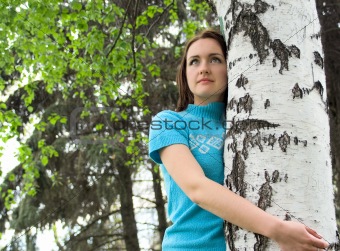 The girl with birch