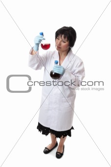 Chemist with chemicals