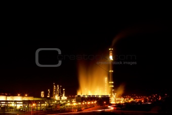 Night view of a petrochemical refinery