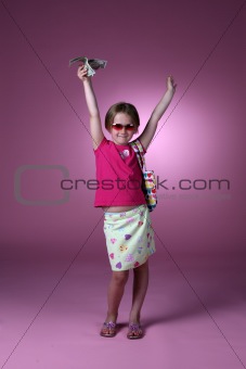 cute young girl holding dollar bills up in the ai