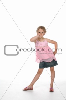 cute girl standing with hip pushed ou