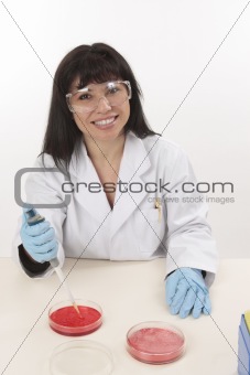Smiling scientist at work