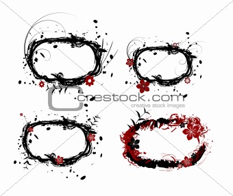Vector Illustration of Floral Swirly Frames