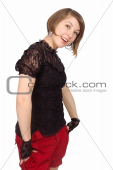 attractive smiling girl stay in the invinting pose