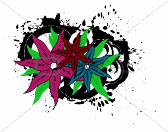 Grungy Vector Flowers Illustration
