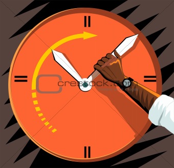Clock and human hand
