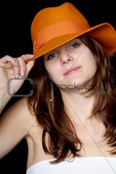 woman with orange hat