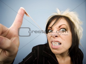 Creative Businesswoman with a Gum on her Finger