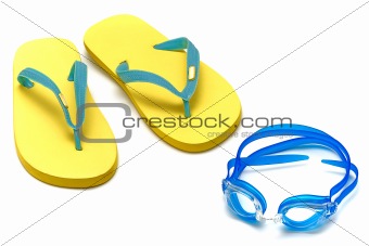 sandals and goggles