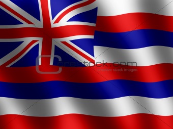 Flag of Hawaii waving in the wind, illustration