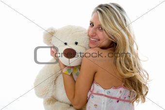 Happy sexy girl with teddy bear