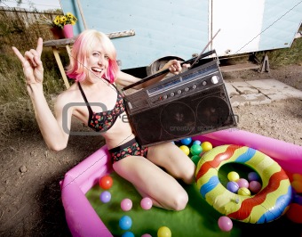 Rock and Roll Woman in a Play Pool
