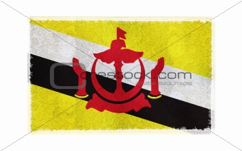 Flag of Brunei on old wall background, vector wallpaper, texture, banner, illustration
