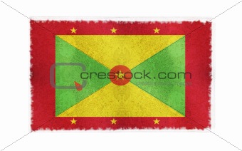 Flag of Grenada on old wall background, vector wallpaper, texture, banner, illustration