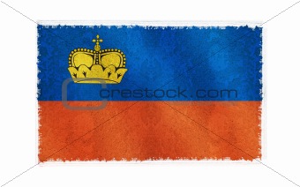 Flag of Liechtenstein on old wall background, vector wallpaper, texture, banner, illustration