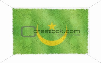 Flag of Mauritania on old wall background, vector wallpaper, texture, banner, illustration