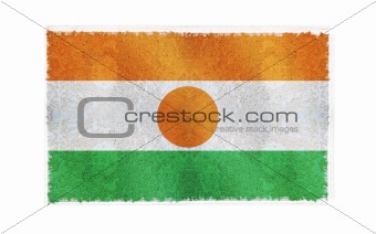 Flag of Niger on old wall background, vector wallpaper, texture, banner, illustration