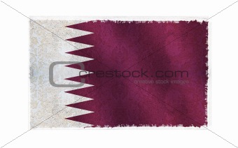 Flag of Qatar on old wall background, vector wallpaper, texture, banner, illustration
