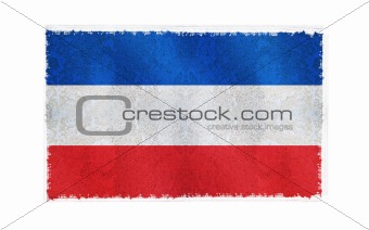 Flag of Serbia & Montenegro on old wall background, vector wallpaper, texture, banner, illustration