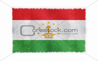 Flag of Tajakistan on old wall background, vector wallpaper, texture, banner, illustration