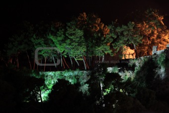 The Venetian castle of Parga at night