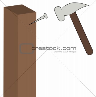 hammer putting nail into post