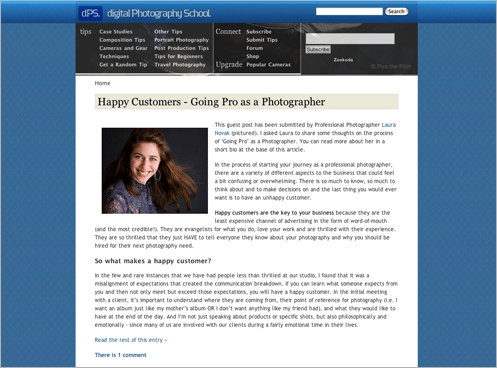 Digital Photography School Website Screenshot