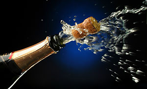 Popping champagne cork