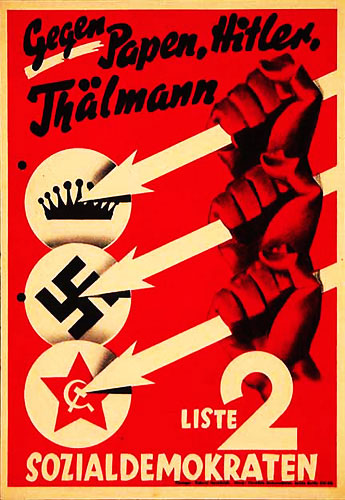 German retro propaganda poster 15 Against Papen [conservative], Hitler 