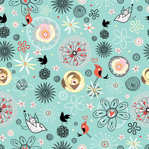 Floral pattern with birds © tanor at Crestock.com